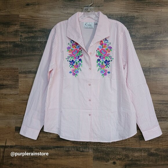 Linea by Louis Dell'Olia Floral Embroidered Shirt Size M Gardencore Countrycore - Picture 1 of 13